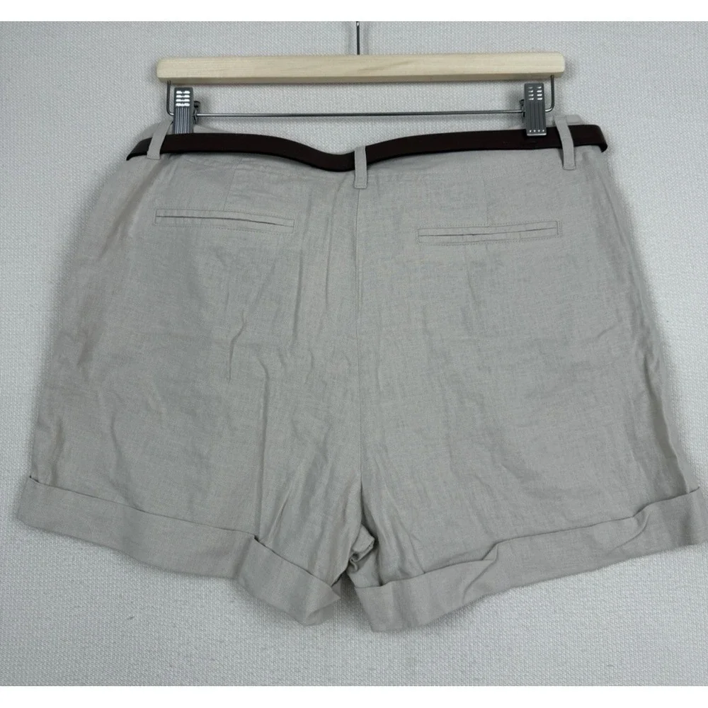 Forever 21 Linen Blend Belted High Waist Shorts Size‎ 30 Juniors (M/L) NWT Beige
